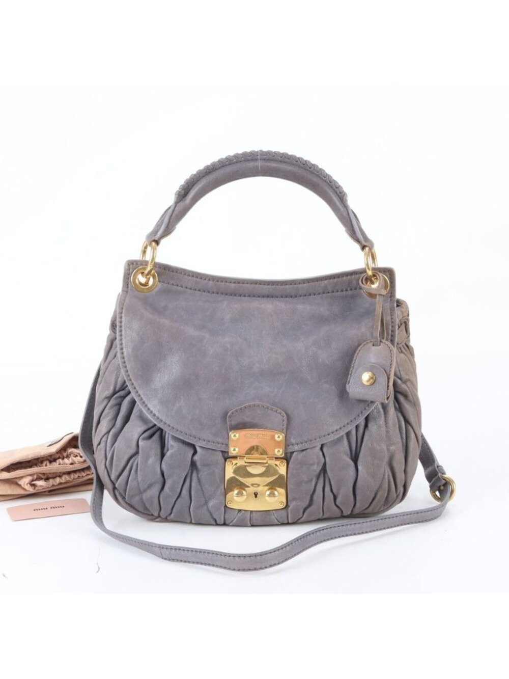 Miu Miu Matelasse Leather 2-Way Shoulder Bag Crossbody Hand